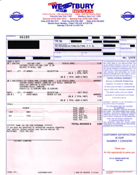 2002 Nissan Altima “misc.”