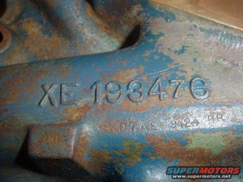 1975 Ford Ranchero - This is a close-up of a metal part with stamped casting numbers. The year 1975 is not visible.
