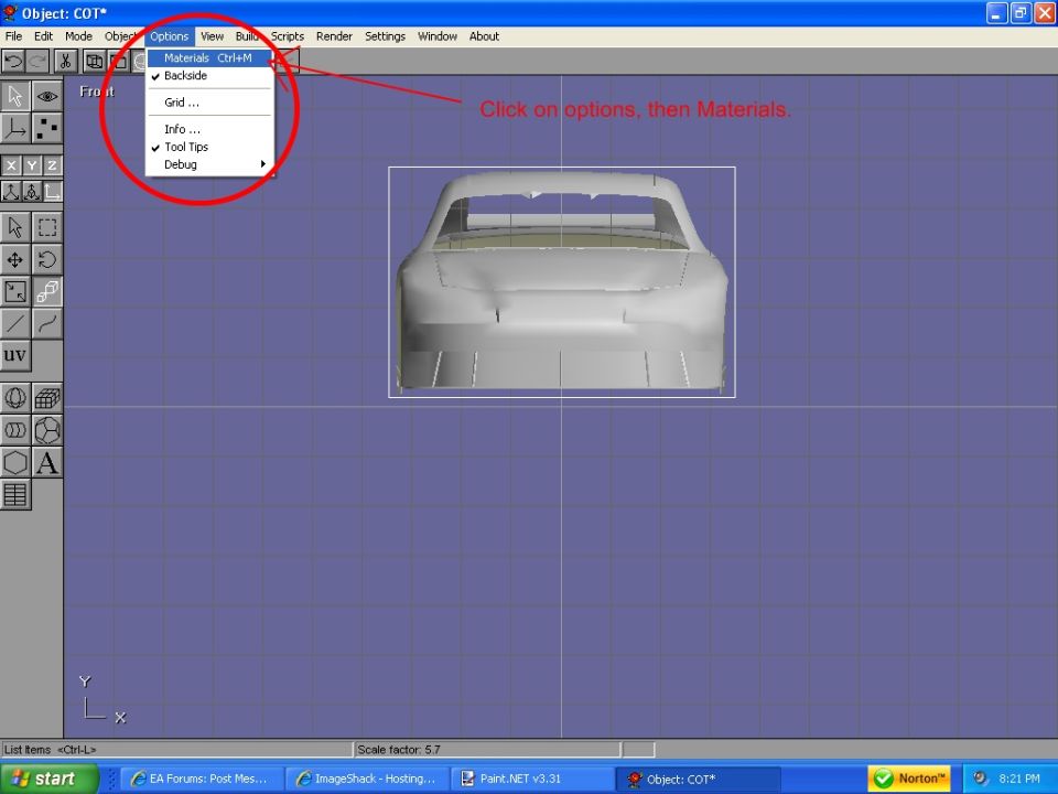 3D model of a race car's rear in a modeling program