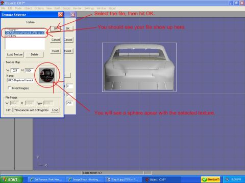 2004 Jeep Wrangler - A 3D model of a race car is displayed in software, with texture selection options visible on the left.