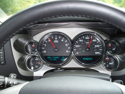 1996 Ford Bronco - The image shows the dashboard of a vehicle, including the steering wheel, tachometer, speedometer, and various gauges. The digital display…