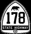 1991 Ford Bronco - A black and white image of a California State Highway Route 178 shield sign. The sign features a silhouette of a bear above the number 178,…