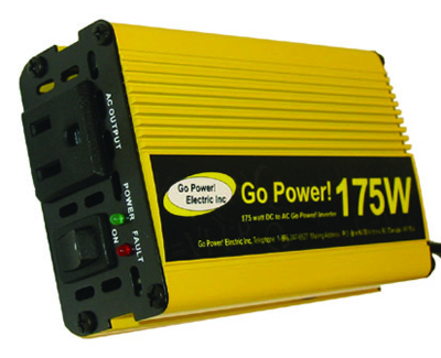 1991 Ford Bronco - A yellow Go Power! 175W DC to AC power inverter is shown from a three-quarter front angle.