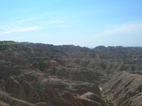 1996 Ford Bronco - Expansive view of the unique geological formations in Badlands National Park.