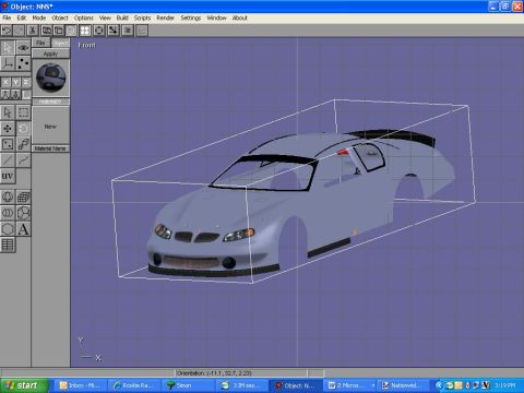 2004 Jeep Wrangler - Screenshot of 3D modeling software displaying a gray stock-car body model.
