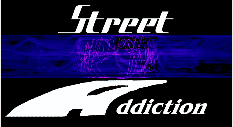 Graphic logo reading 'Street Addiction' on black and blue background