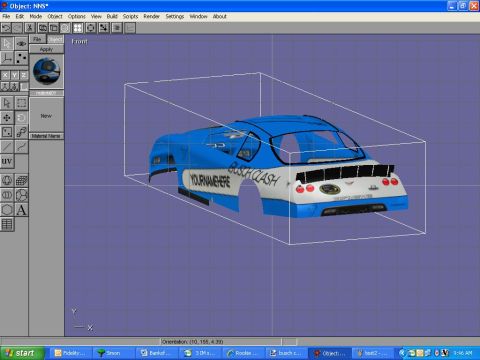 2004 Jeep Wrangler - A 3D model of a race car body is displayed within a software interface, showing its design and livery.