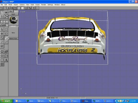 2004 Jeep Wrangler - A 3D model of a race car, likely for a simulation or game, is displayed in a modeling program.