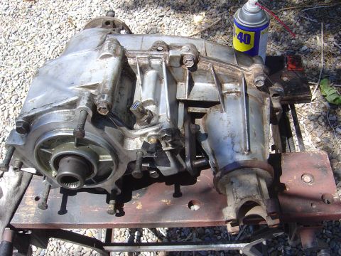 1986 Ford Bronco II - Transfer case removed from a vehicle, likely for repair or replacement.