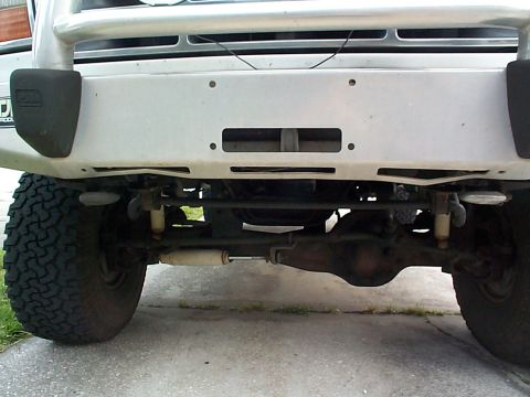 1992 Ford Bronco - Mounting location of my tow hooks, welded and bolted to the frame rail