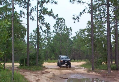 1992 Ford Bronco - Blaze about to go through the big mud puddle, I missed the shot.