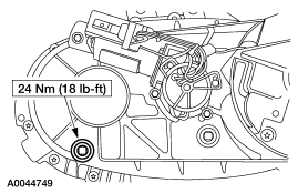 2007 Ford Mustang - Service figure showing a transmission housing bolt with a 24 Nm (18 lb-ft) torque specification callout.