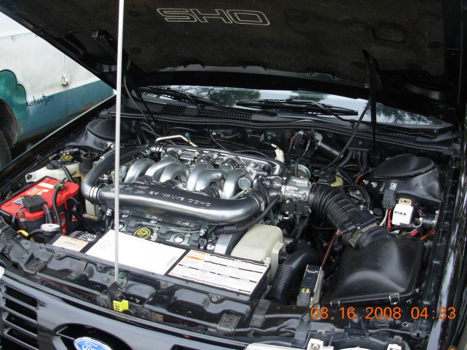 1995 Ford Taurus SHO engine bay with V8 engine