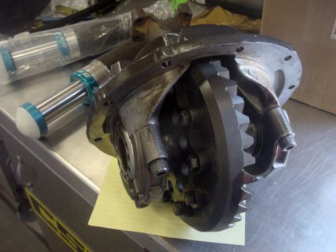 1979 Ford Bronco - This is a close-up view of a differential assembly, with two shock absorbers in the background.