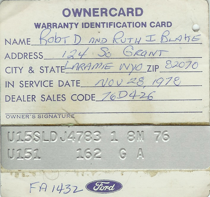 Warranty card still in the glove box when I bought the truck.