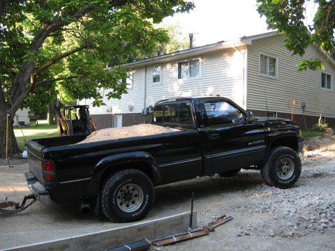 1980 Ford Bronco - I'm hauling the last of the concrete sub-base sand in for the Bronco's new home; 896 sq-ft of fabrication shop!