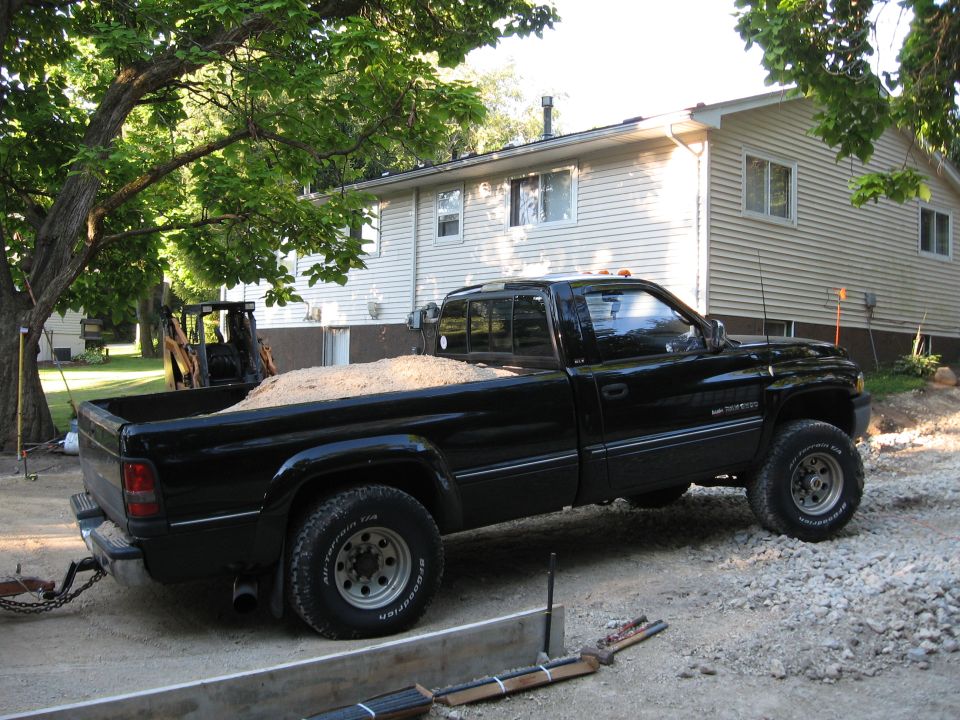 I'm hauling the last of the concrete sub-base sand in for the Bronco's new home; 896 sq-ft of fabrication shop!