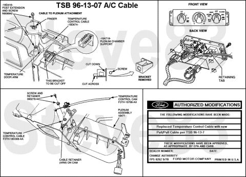 1983 Ford Bronco - TSB 96-13-7 AIR CONDITIONING/HEATER - LOW OR NO HEAT/AIR CONDITIONING - HIGH EFFORT TO TURN TEMPERATURE CONTROL KNOB - POOR TEMPERATURE MOD…