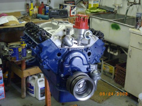 1964 Ford Galaxie - V8 engine assembly with distributor and pulleys, dated 08/24/2008.