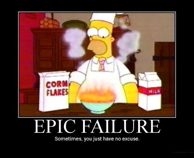Homer Simpson failing to make cereal with milk and corn flakes