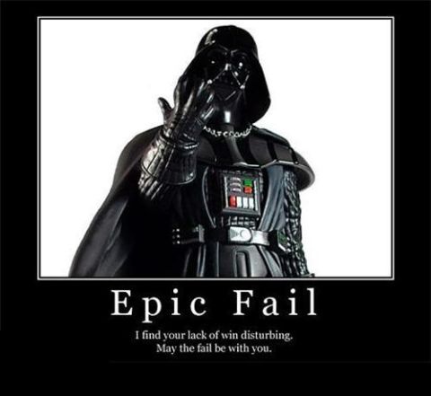 1988 Mercury Grand Marquis - This image features a Darth Vader figure with the text "Epic Fail" and a quote from Star Wars.