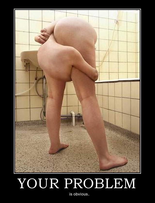 Demotivational poster with crude bathroom humor and bold caption text