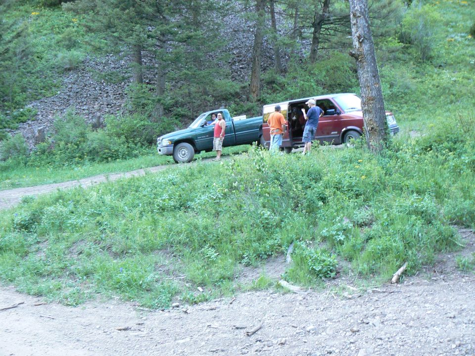 View of the van from level ground, up Flathead pass.