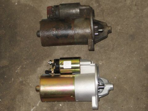 1995 Ford Bronco - Comparison of an old starter motor with a new one.