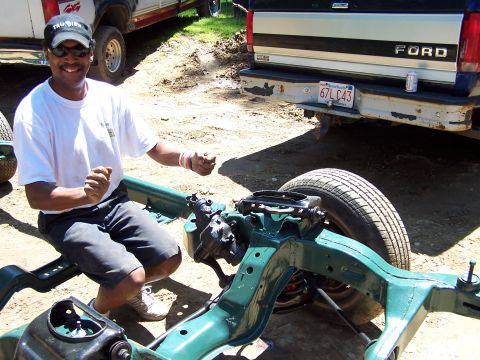 1975 Ford Ranchero - My buddy Mike testing out the frame. Without him, i could not get this done