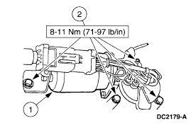 2007 Ford Mustang - Service figure showing fasteners with an 8-11 Nm (71-97 lb-in) torque specification and numbered callouts.