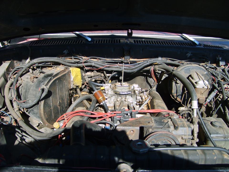 Engine bay of a 1978 Ford Bronco