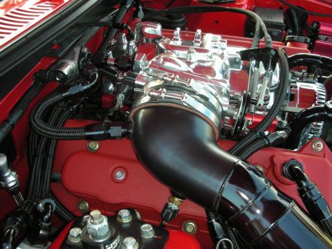 1998 Ford Crown Victoria - Custom engine modifications are visible in this detailed shot of the engine bay.