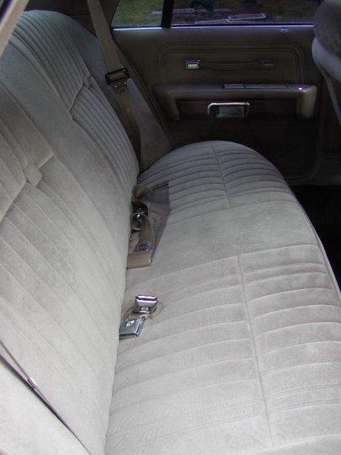 1991 Ford LTD Crown Victoria - The interior of a vehicle shows the rear bench seat and door panel details.