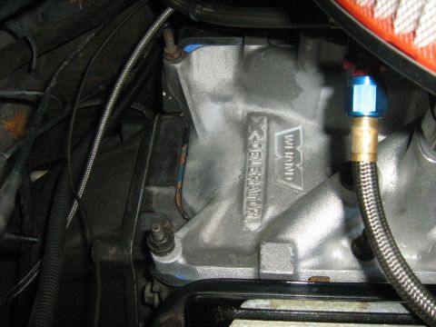 1988 Mercury Grand Marquis - Weiand X-CELerator intake manifold shown with a braided fuel line connection.