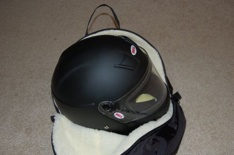 2002 BMW M3 - Bell helmet with clear visor stored in a padded bag.