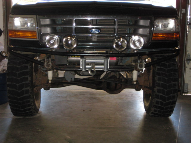 1995 Ford Bronco front view with winch and off-road bumper
