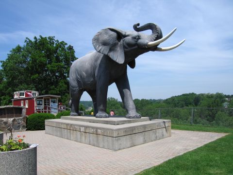 2001 Ford Crown Victoria - Photograph of the Jumbo elephant statue monument, not a technical document.