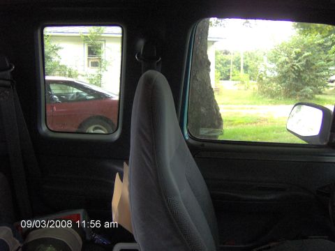 1993 Ford F-150 - driver's side windows inside shot