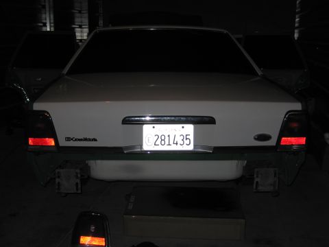 1991 Ford LTD Crown Victoria - Rear view of a 1991 Ford Crown Victoria, showing the license plate and taillights.