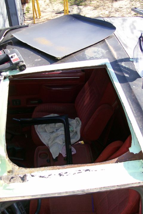 1988 Ford Bronco - What it looks like. I left the roof section that the door seals against to determine dimensions for the lexan.