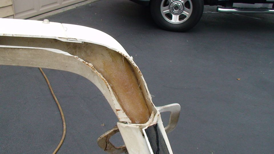 White fiberglass fender flare, interior visible
