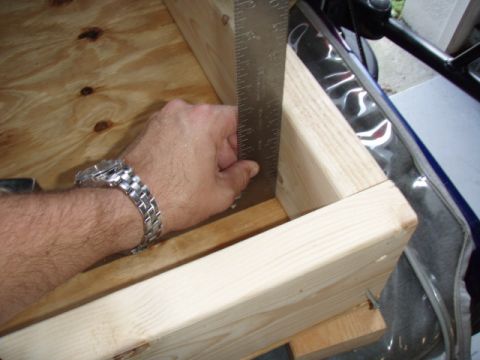 1996 Ford Bronco - Since the inside of the unit will house drawers, you need to make sure everthing is square. This is how I squared up the 3- 2x6's running o…