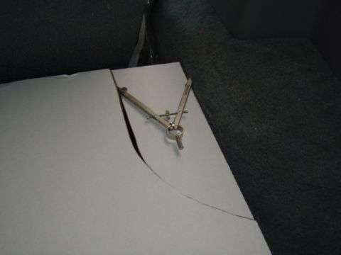 1996 Ford Bronco - Hold the protractor level thoughout the mark. I put the cut piece back for photo purposes. You may have to make minor corrections as I did.