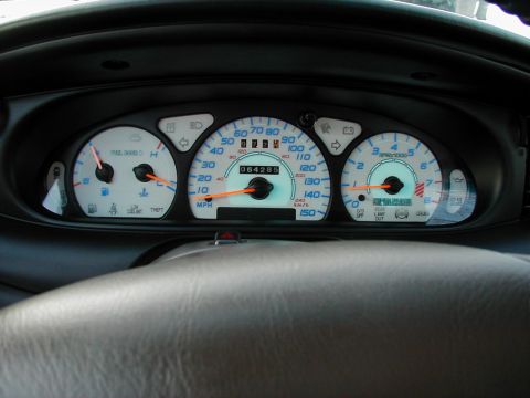 1997 Ford Taurus - The reverse indiglo white face guages have two different color settings. Blue is shown here