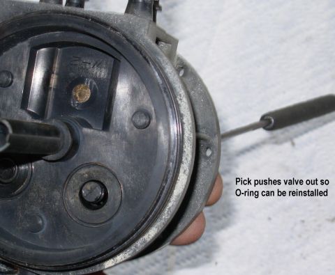 1983 Ford Bronco - Dual Function Reservoir Check Valve WIth the supply switching valve removed, a bent probe can be used to push the check valve out far enoug…