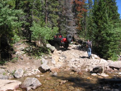 1995 Ford Bronco - Eddie in his dodge, past the creek crossing and about to walk up the toughest part of the trail. He had such an easy time, by the time I go…