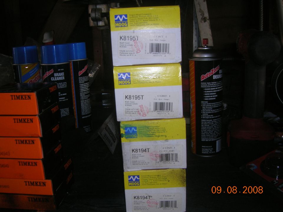 moog upper and lower ball joints.