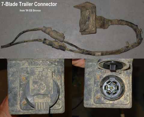 1983 Ford Bronco - SOLD Factory 7-blade trailer connector 3 wires in the gray connector; 4 in the black. Its tag is missing, but the PN for the harness is: F6…