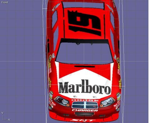 2004 Jeep Wrangler - A top-down view of a red Dodge Charger race car adorned with Marlboro branding and the number 19.