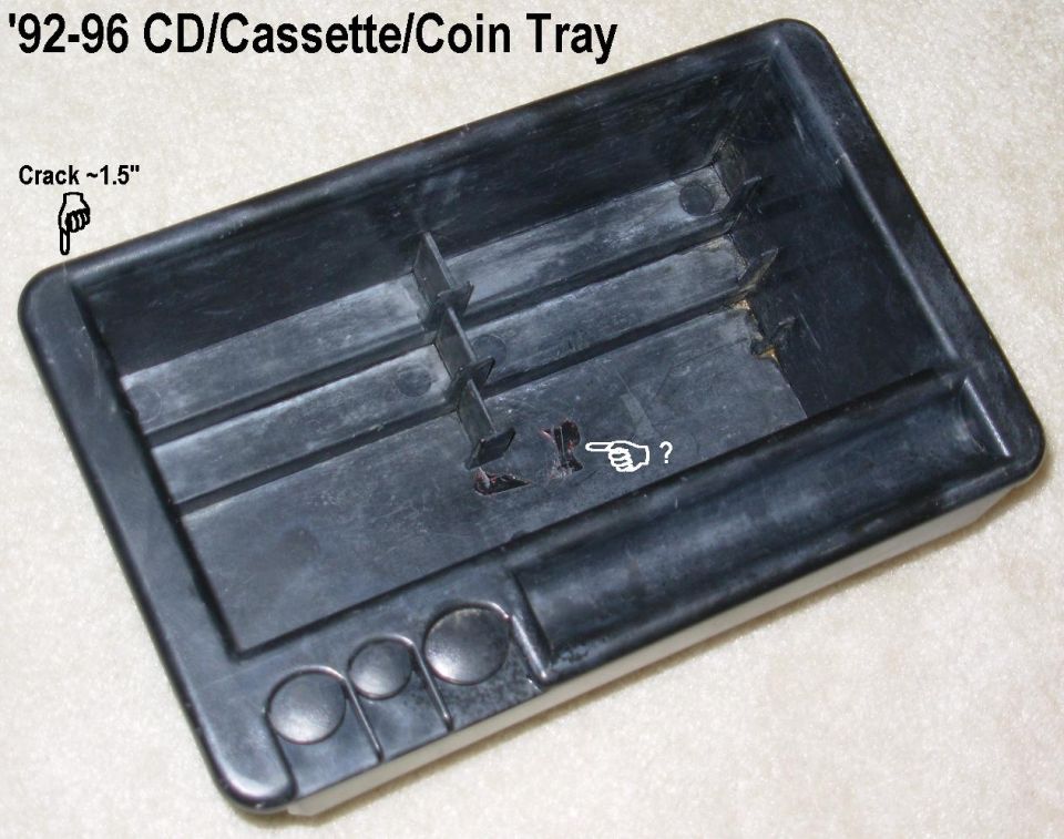 SOLD CD Cassette Coin Tray with a crack & something in the bottom.